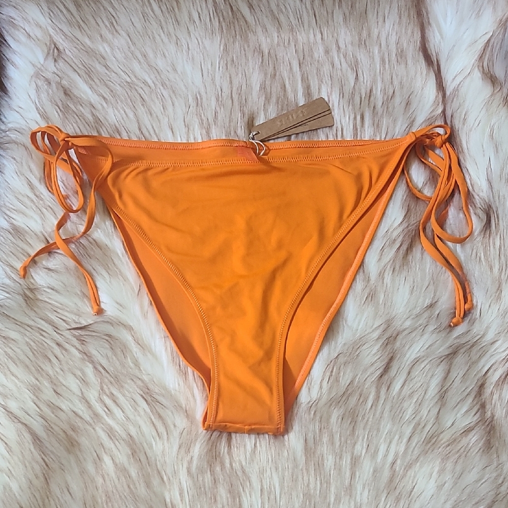 NWT SKIMS Recycled Swim Low Rise Tie Bottom Size 4X Orange